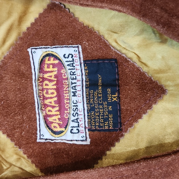 Paragraff Brown Leather Yellow Satin Lined Zip Front Vest - Picture 2 of 4